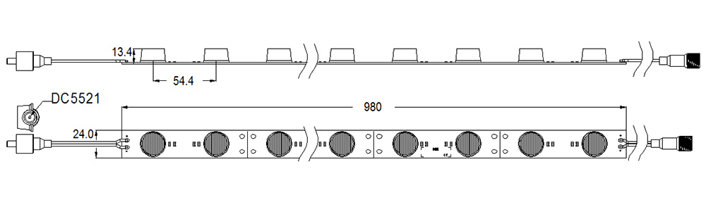 LED moduli MN-Alu2835 bar 18led - dimenzije