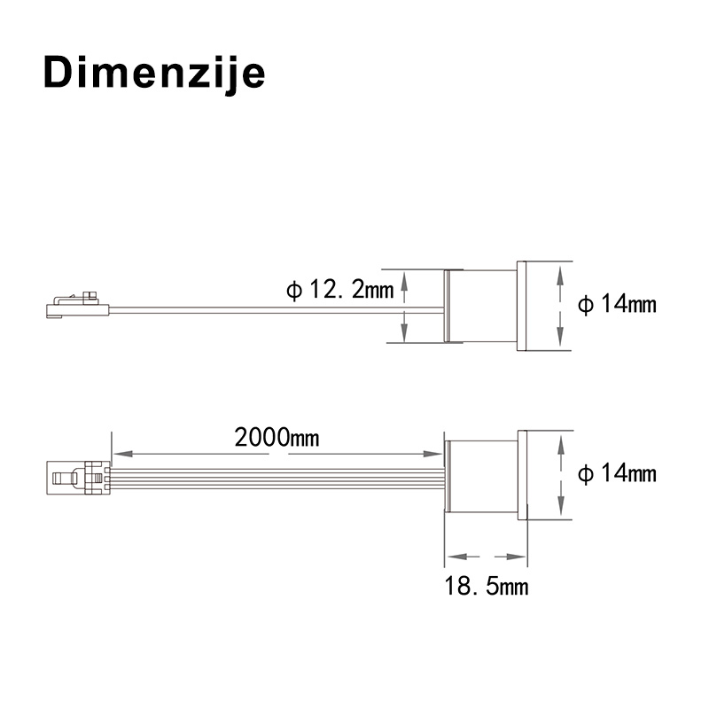 JL300A-IRSW IR senzor LED za centralno upravljanje - dimenzije
