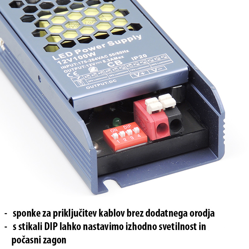 Super Slim Inside napajalnik 100W (v2) - izhodni priključki