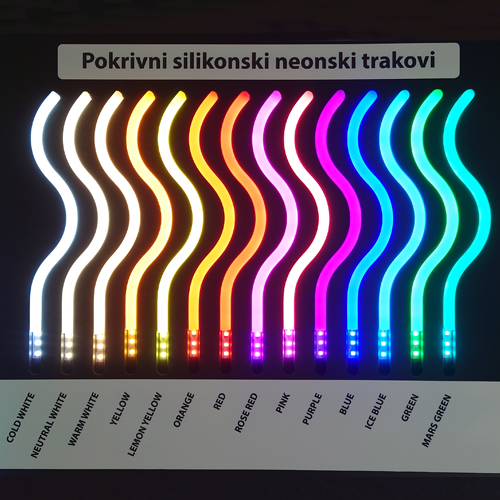 Pokrivni silikonski neonski trakovi - naša demo tabla